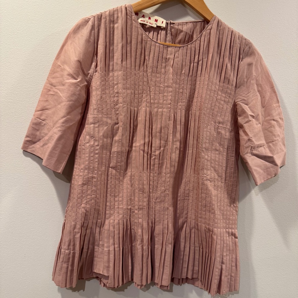 Pink pleated blouse